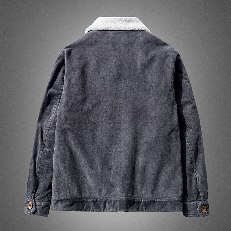 Men's fine cord worker jacket with full teddy lining and lapel collar Mune Fashion