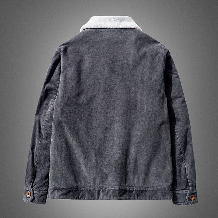 Men's fine cord worker jacket with full teddy lining and lapel collar Mune Fashion