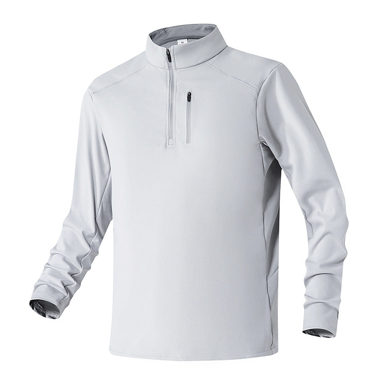 Men's Performance Half-Zip Training Pullover with Stand-Up Collar & Chest Zipper Mune Fashion