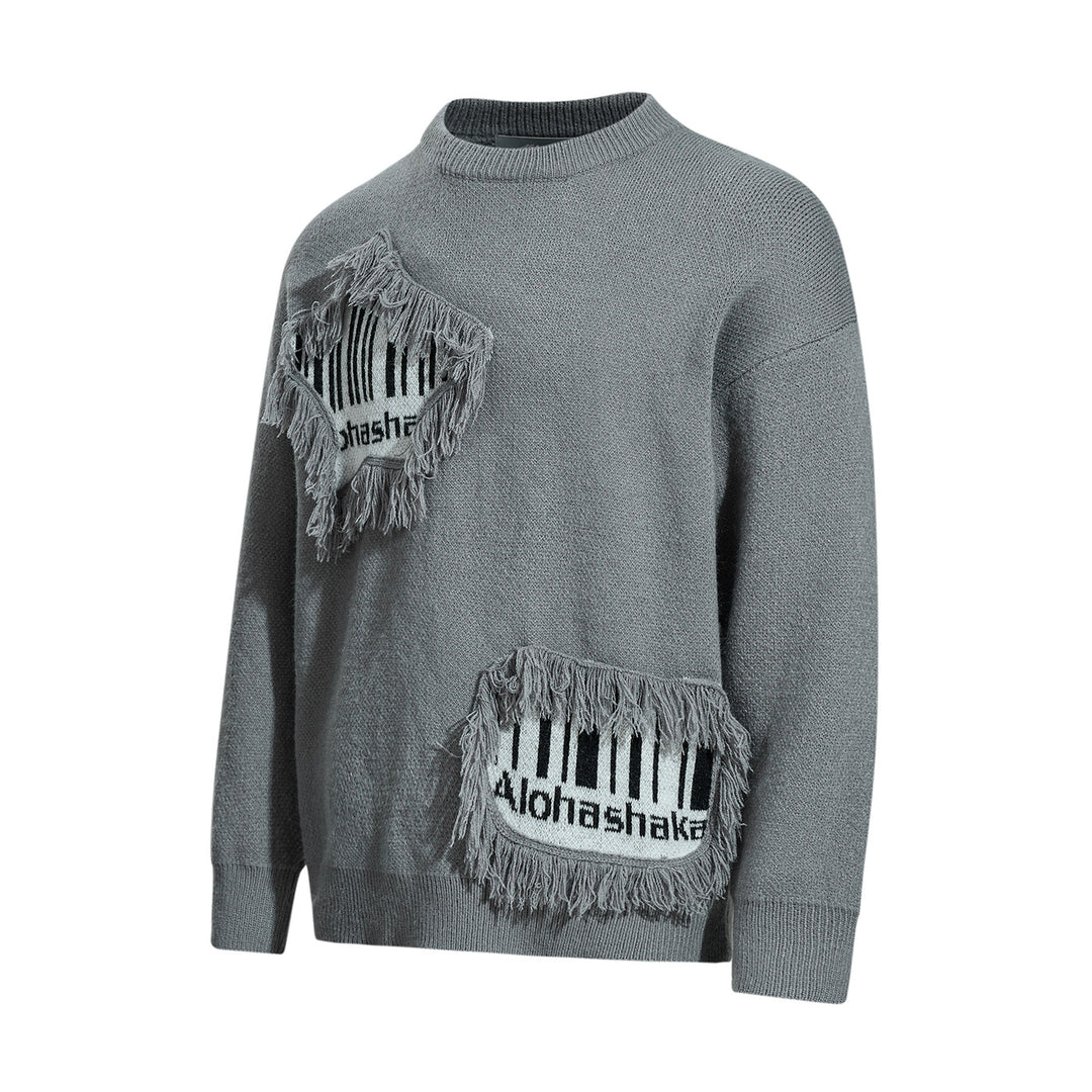 Men's sweater with fringe appliqué and intarsia Mune Fashion