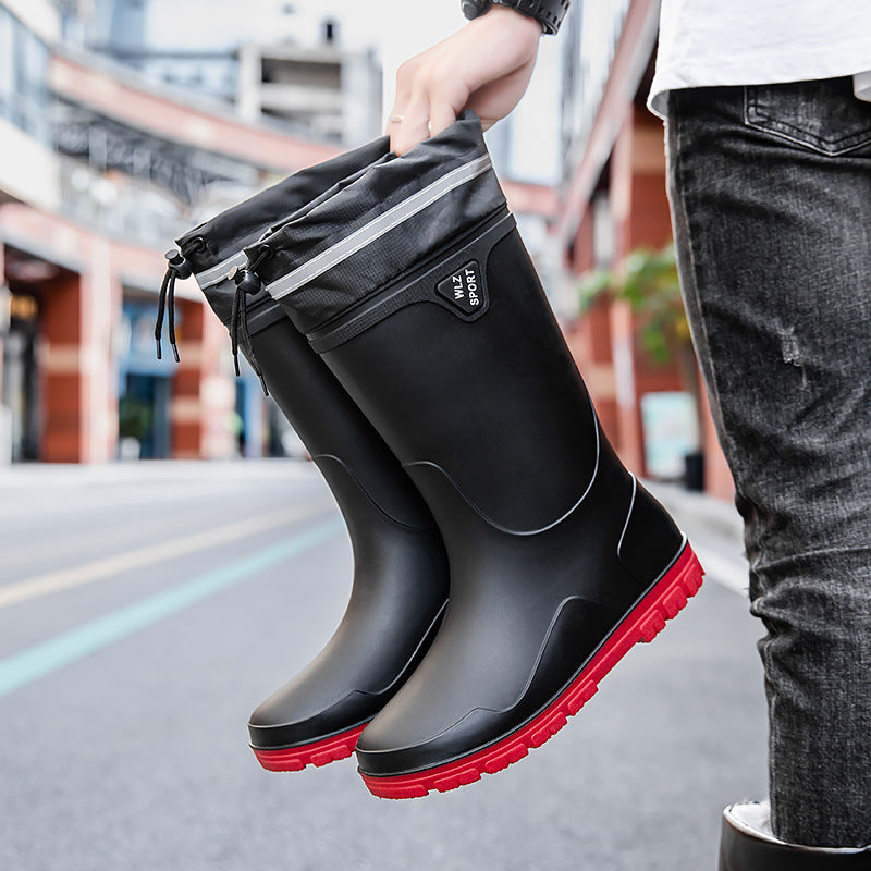 Men's outdoor rubber boots with thermal collar, drawstring closure, and slip-resistant profile sole Mune Fashion