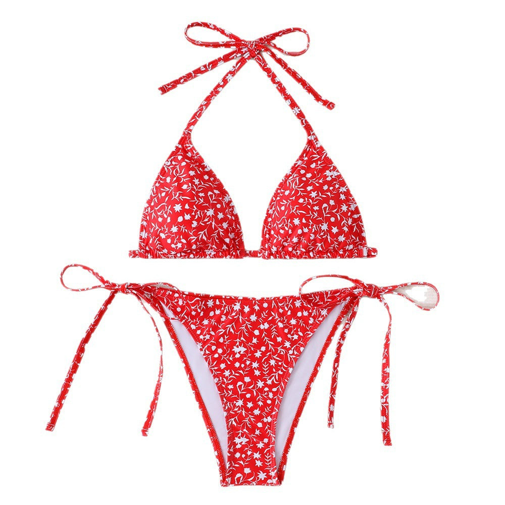 Women's Triangle Bikini with adjustable ties and floral details Mune Fashion