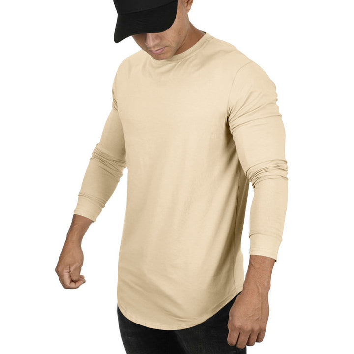 Men's long-sleeve shirt with extended round hem and slim fit made of elastic functional jersey Mune Fashion