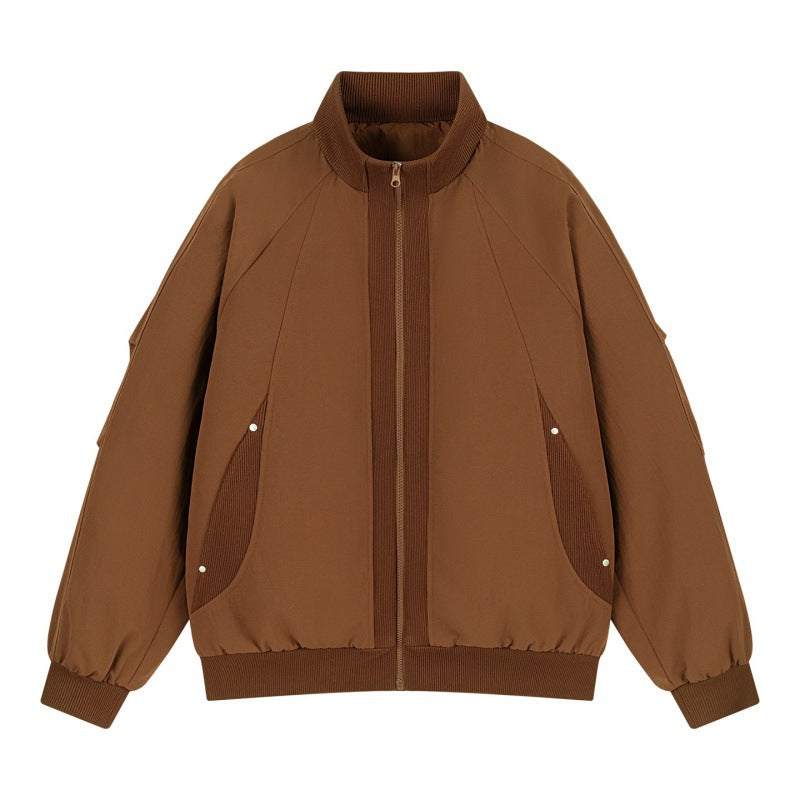 Women's Oversize Bomber Jacket with Raglan Sleeves, Stand Collar and Slip Pockets Mune Fashion
