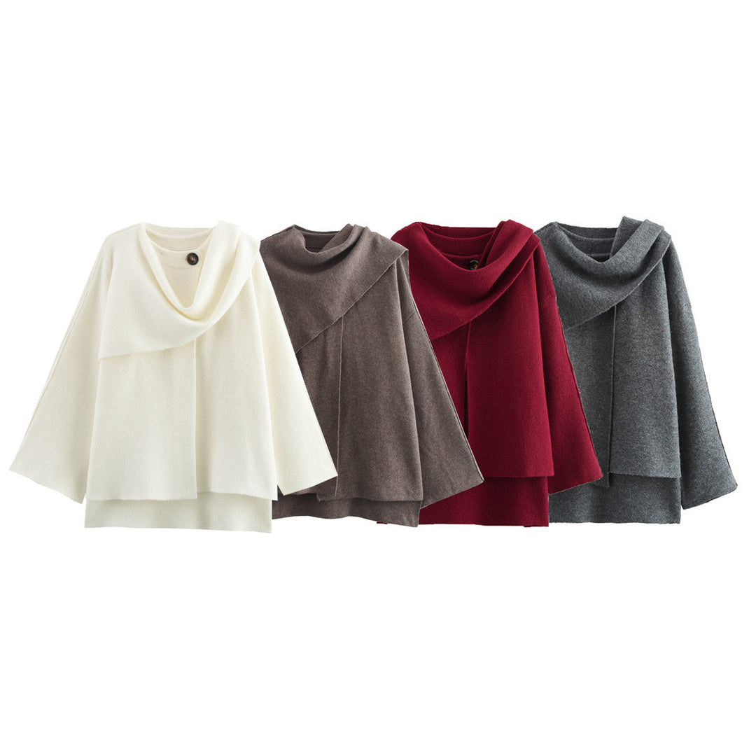 Women's cape with asymmetrical fall, stand-up collar and wool blend Mune Fashion
