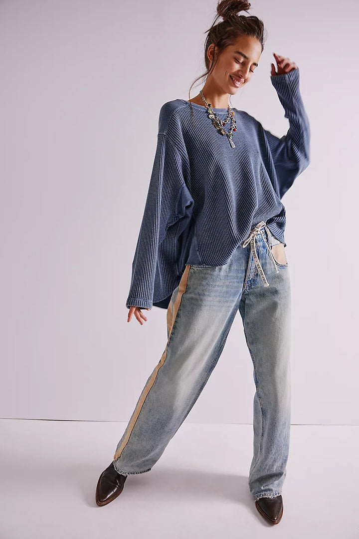 Women’s Oversized Waffle Knit Sweater with Loose Fit and Deep Raglan Sleeve Fashion