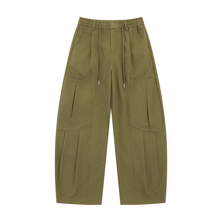 Unisex Wide Utility Cargo Pants made of cotton blend with drawstring waistband, large patch pockets, and balloon-shaped silhouette Mune Fashion