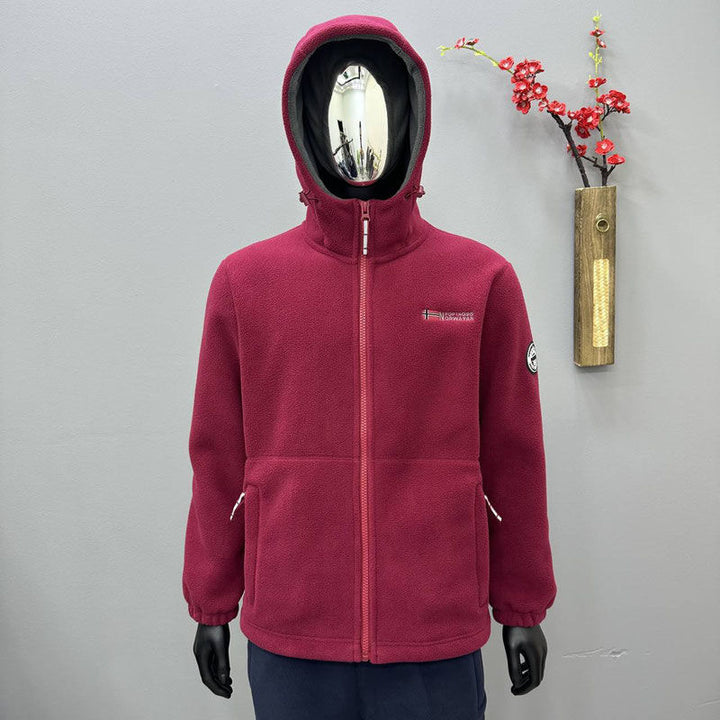 Women's Hooded Fleece Jacket with Ergonomic Stand-Up Collar, Softshell Inner Lining and Zipper Pockets Mune Fashion