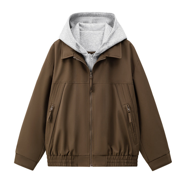 Men's Boxy Transitional Jacket with Contrasting Inner Hood and Elastic Hem Mune Fashion