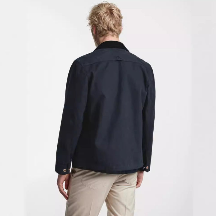 Men's robust canvas chore jacket with cord collar and applied patch pockets Mune Fashion
