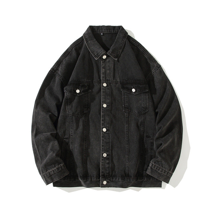 Men's Oversized Denim Jacket in Vintage Look with Button Placket and Chest Pockets Mune Fashion