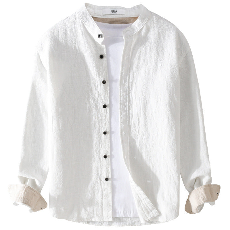Men's Mandarin Shirt made of Linen-Cotton Blend, Relaxed Fit Mune Fashion