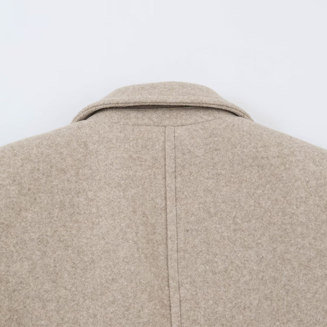 Women's Tailored Wool Look Coat with Notched Lapels and Welt Pockets Mune Fashion
