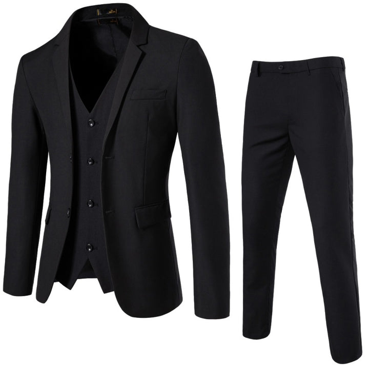 Men's Three-Piece Tailored Suit Set with Slim Blazer, Vest, and Slim Flat Front Trousers Mune Fashion