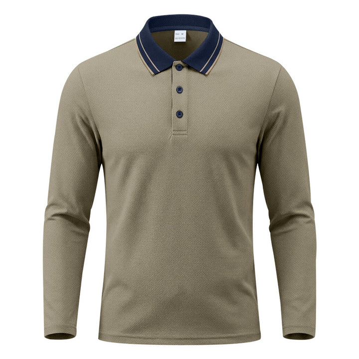 Men's Long Sleeve Polo in fine pique structure with contrasting college collar Mune Fashion
