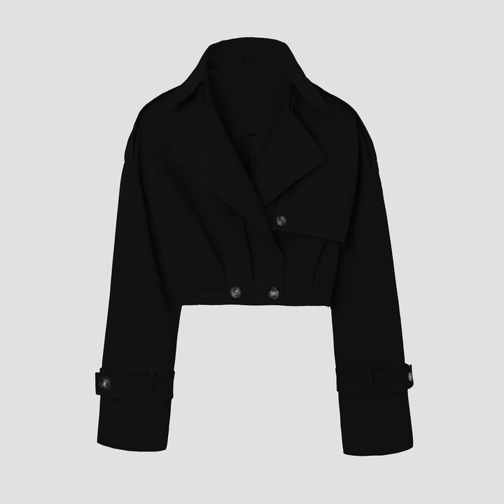 Women's Stylish Cropped Trench Coat Jacket Mune Fashion