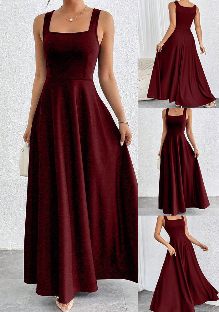 Elegant women's maxi dress with soft cut & square neckline | Mune Fashion