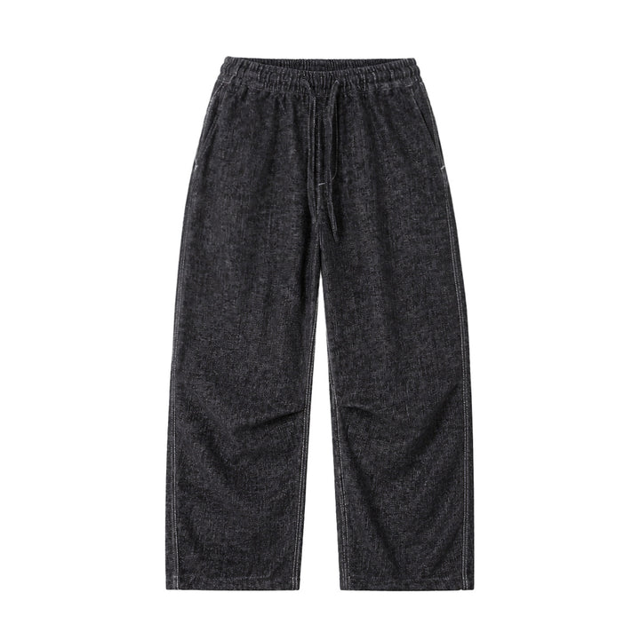 Ladies Wide Relaxed Pants in Denim Look with Elastic Waistband and Drawstring Mune Fashion
