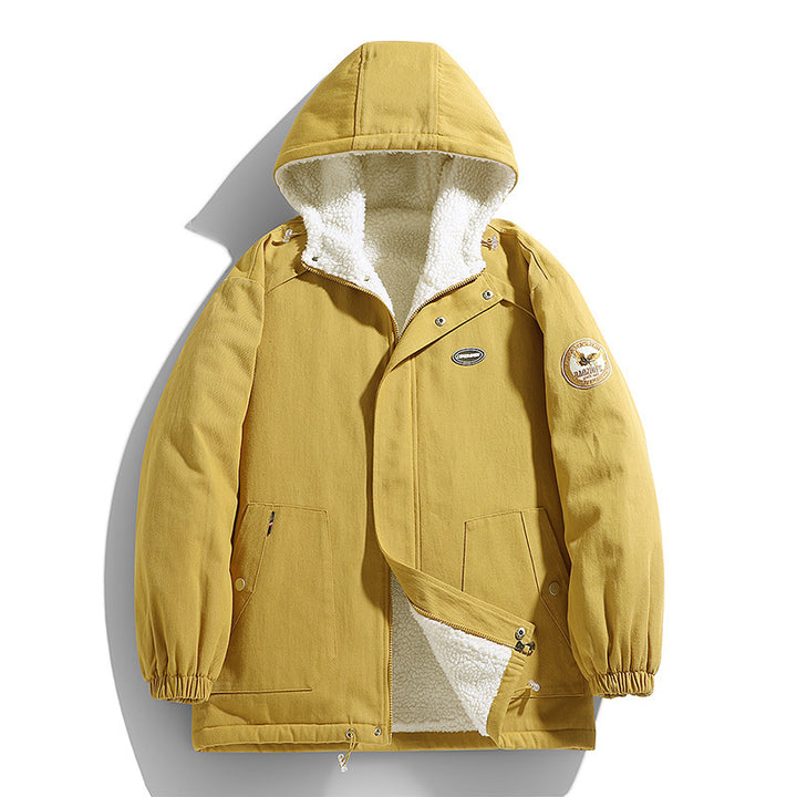 Men's padded canvas parka with Sherpa fleece lining and hood Mune Fashion