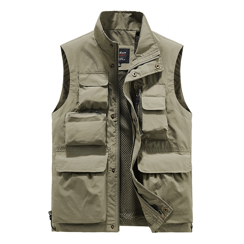 Men's Multifunctional Utility Vest with Multiple Pockets and Breathable Mesh Lining Mune Fashion
