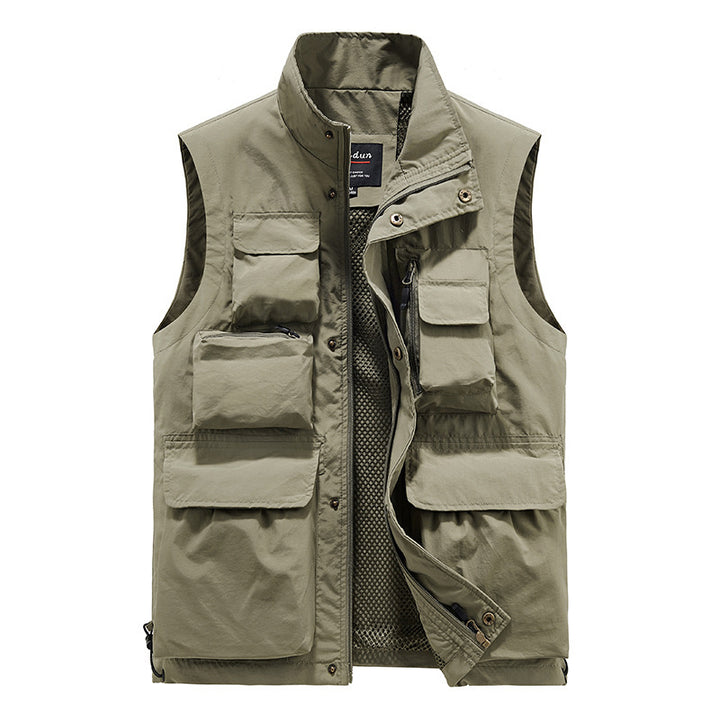 Men's Multifunctional Utility Vest with Multiple Pockets and Breathable Mesh Lining Mune Fashion
