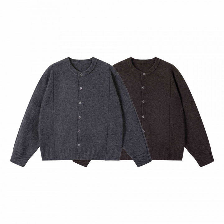 Unisex Boxiger Fine Knit Cardigan with Round Neck and Continuous Button Placket Mune Fashion
