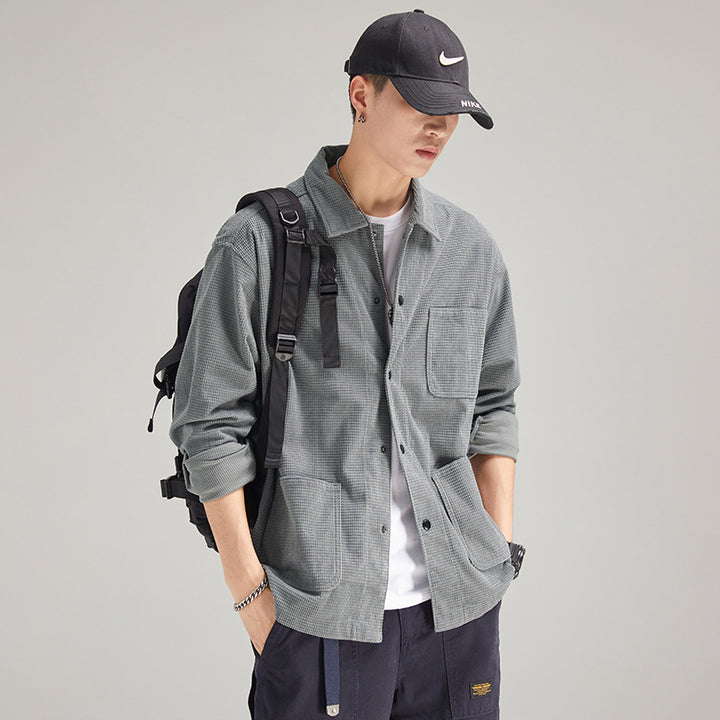 Men's Cord Workwear Overshirt with Chest and Patch Pockets Mune Fashion