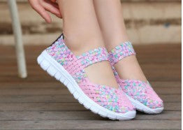 Ladies nan elastic Mary Jane strap comfort shoe with woven stretch upper material and flexible light sole Mune Fashion