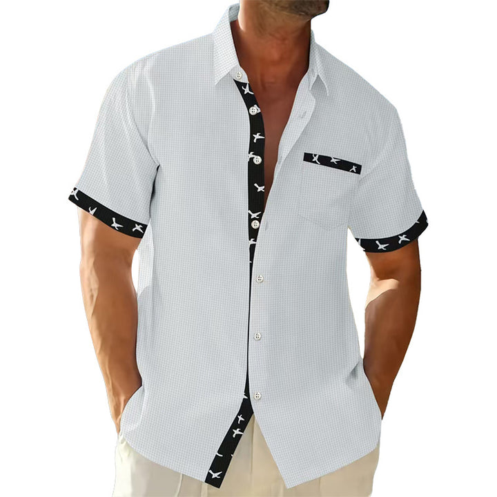 Men's structured short-sleeve shirt with chest pocket and contrast trim Mune Fashion