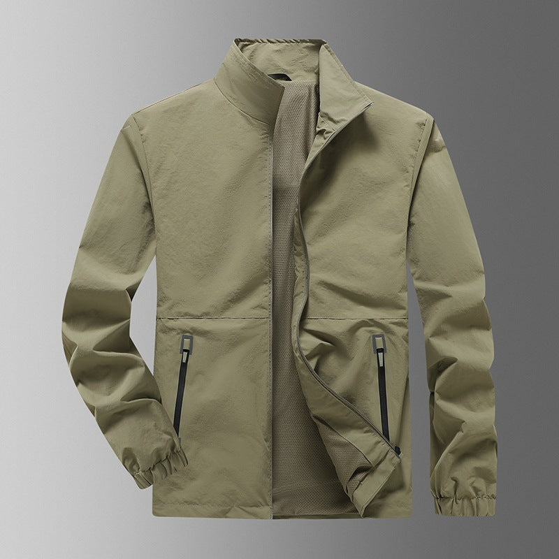 Men's Lightweight Wind Jacket with High Collar Mune Fashion