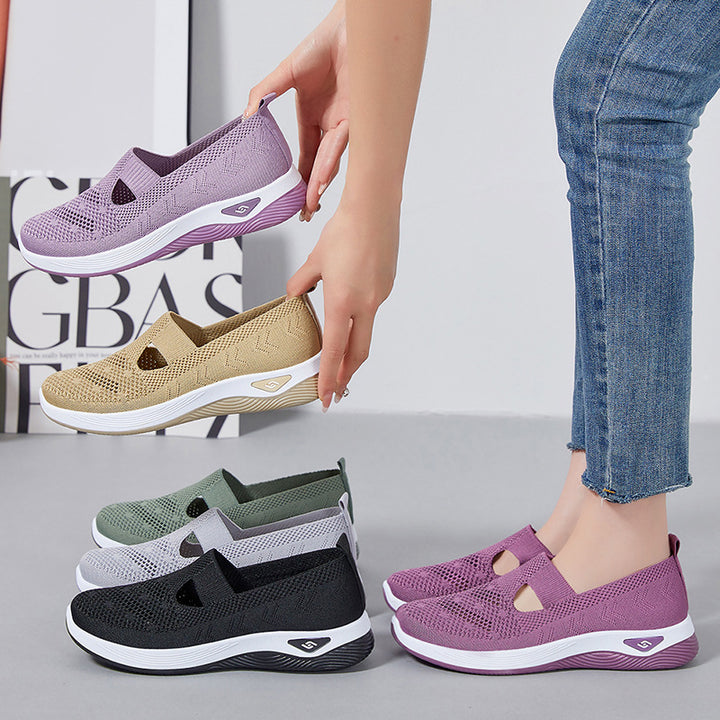 Women’s lightweight knitted slip-on sneaker with elastic mid-strap and ergonomic memory comfort sole Mune Fashion