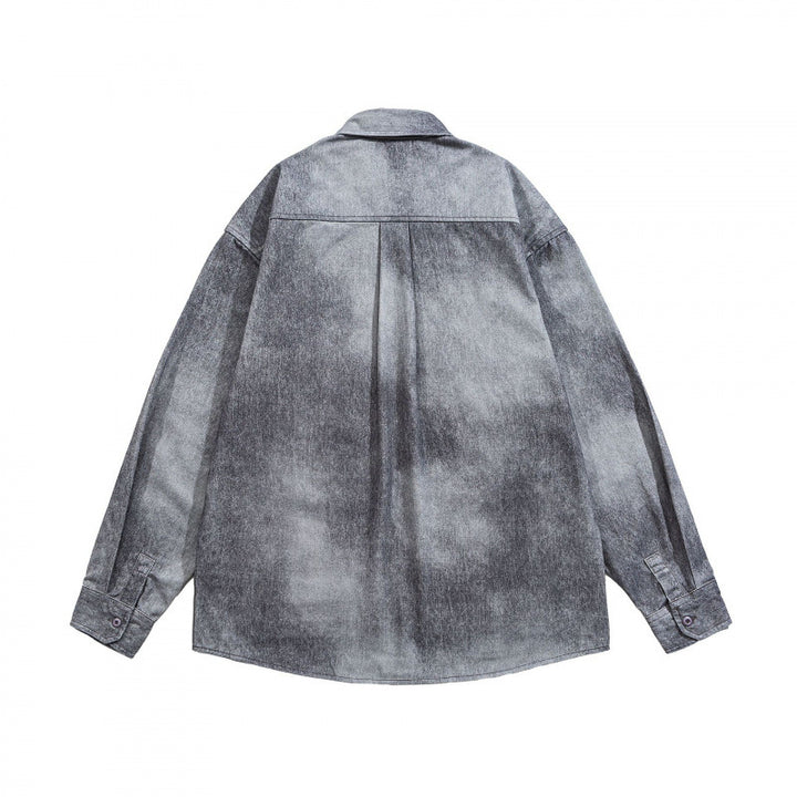 Unisex Oversize Cotton Shirt with Washed Effect and Patch Chest Pocket Mune Fashion