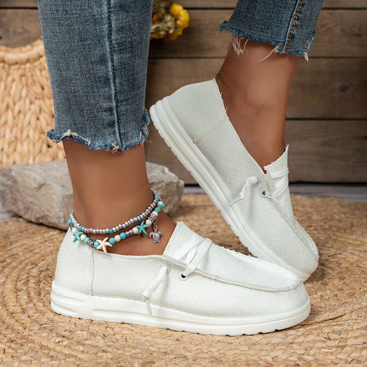 Women’s casual linen slip-ons with cushioned memory footbed and non-slip flexible sole Mune Fashion