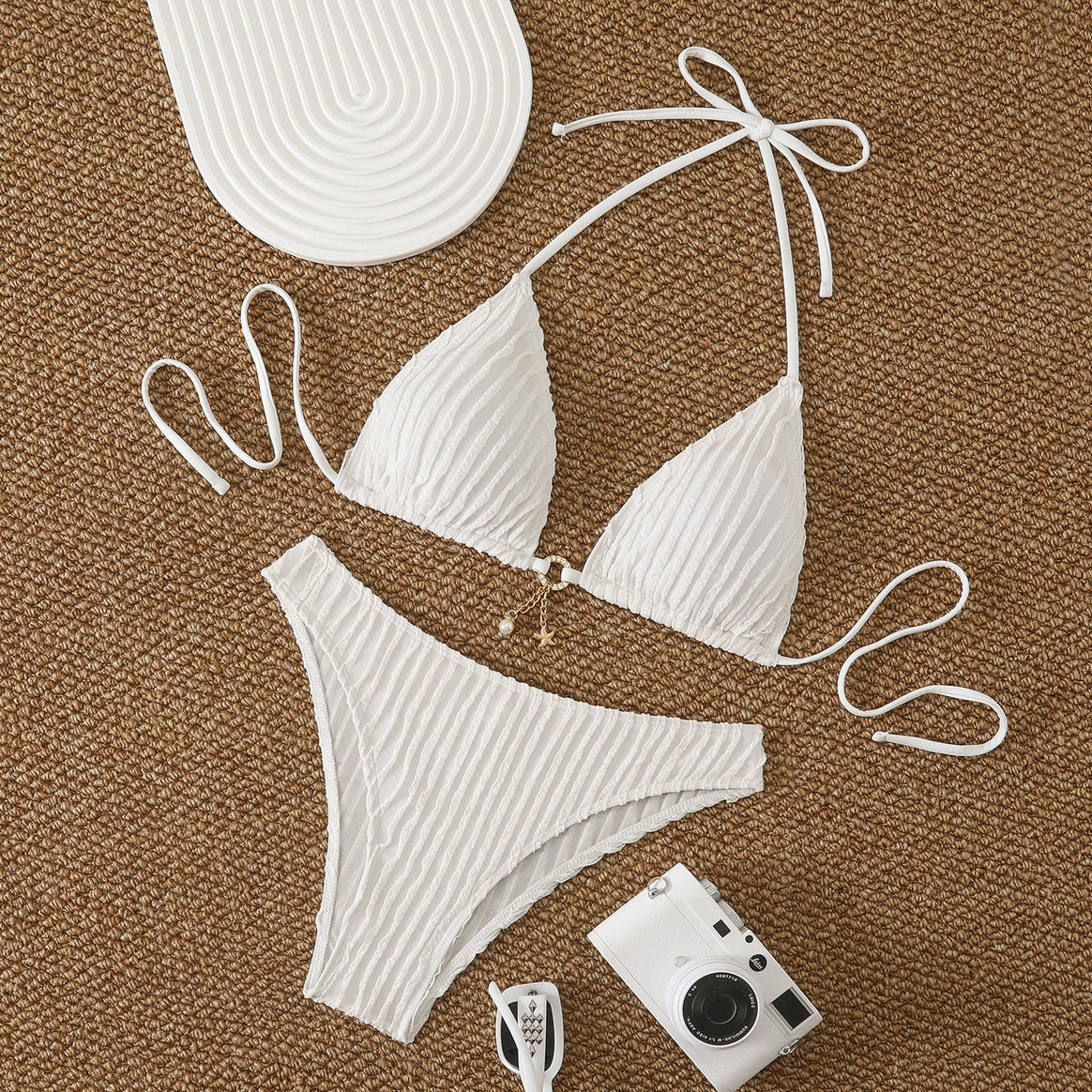 Women High-Cut Bikini Set with Sophisticated Ruffle Design Mune Fashion