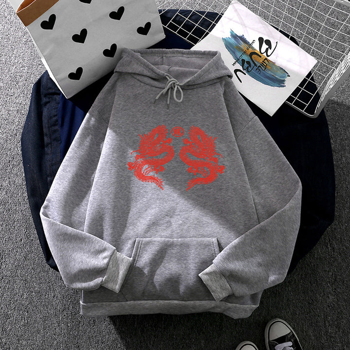 Unisex Oversized hoodie with double-sided dragon design, kangaroo pocket and ribbed cuffs Mune Fashion