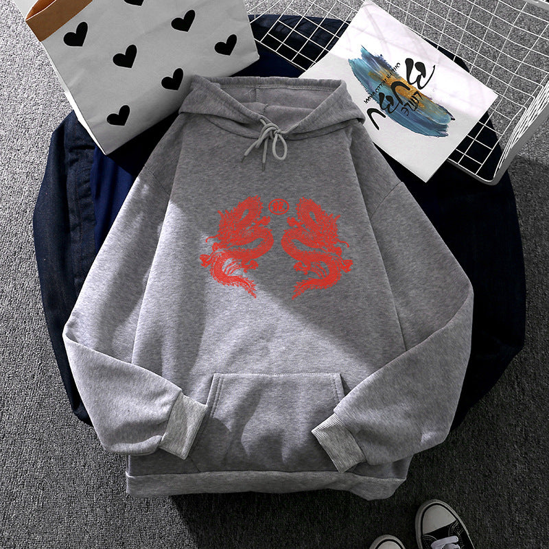 Unisex Oversized hoodie with double-sided dragon design, kangaroo pocket and ribbed cuffs Mune Fashion