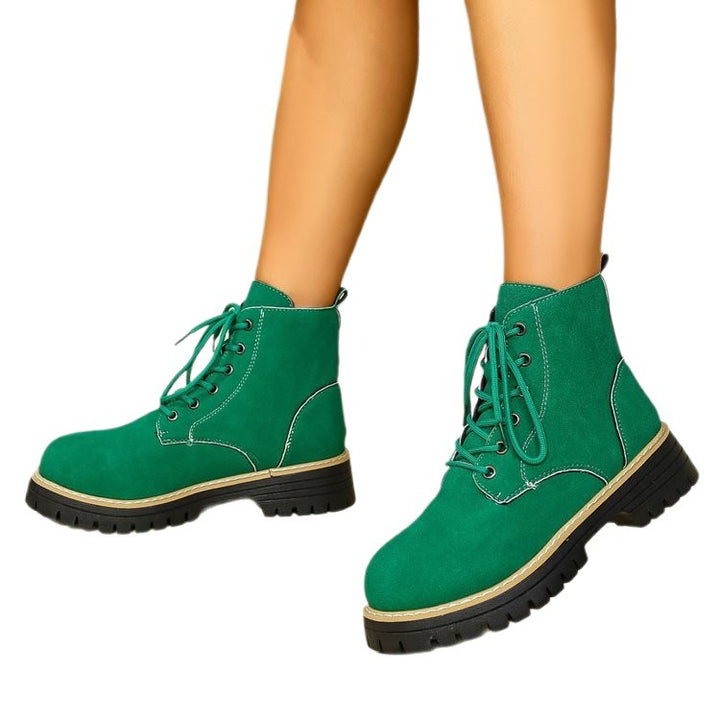 Women's lace-up ankle boots in suede look with warm lining, padded shaft and durable tread sole Mune Fashion