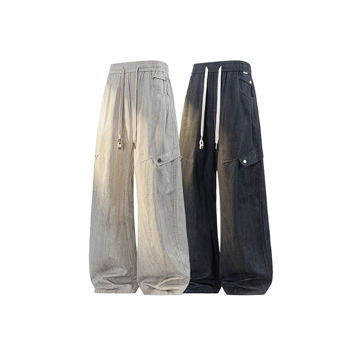 Damen Weite Leinenoptik-Cargohose mit Tunnelzugbund und großen Klapptaschen Mune Fashion