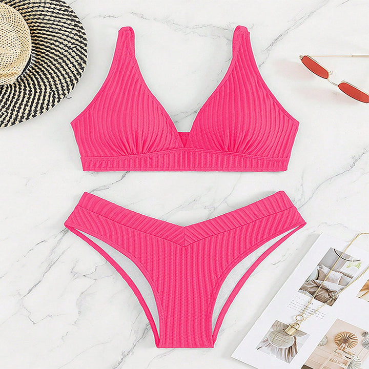Women's triangle bikini set with high-cut bottom and structured top Mune Fashion
