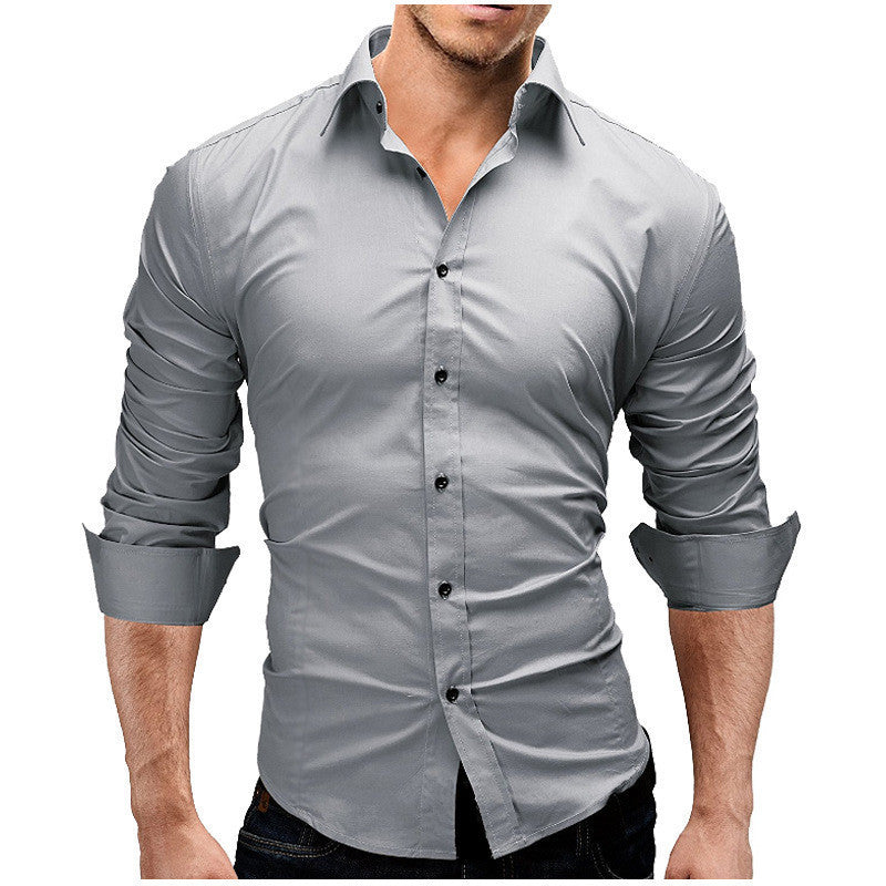 Men's tailored business shirt with cutaway collar and stretch cotton blend Mune Fashion