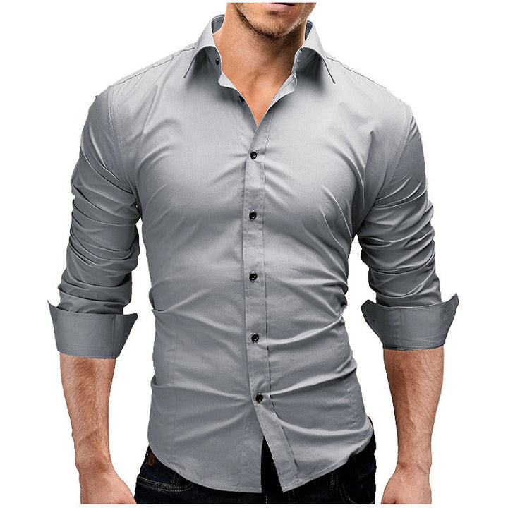 Men's tailored business shirt with cutaway collar and stretch cotton blend Mune Fashion