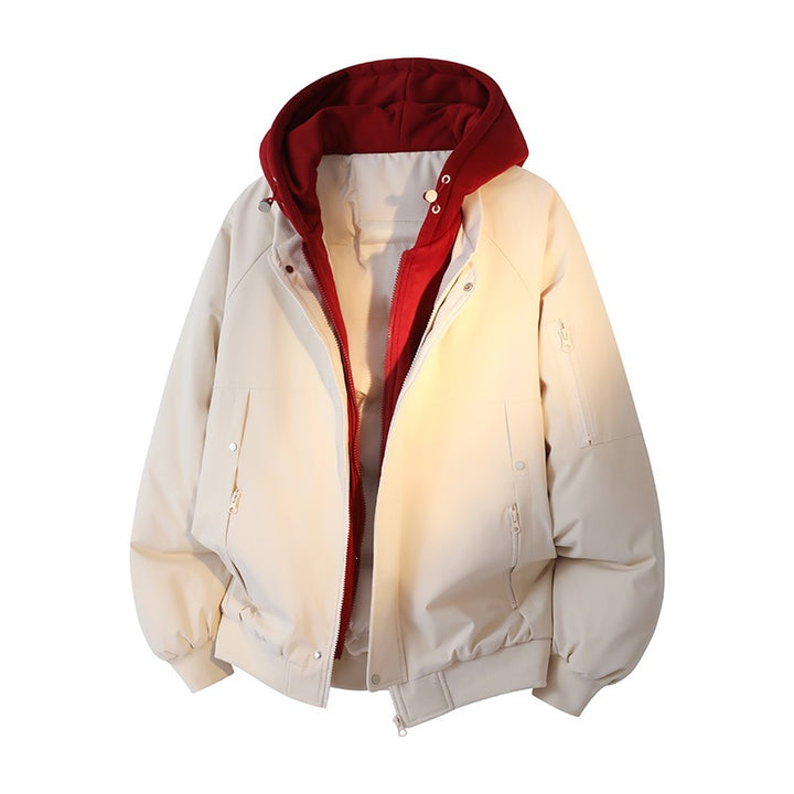 Men's Water-Repellent Layering Bomber Jacket with Removable Hooded Inner Jacket Mune Fashion