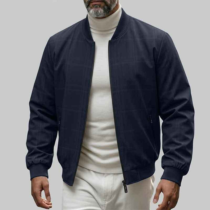 Men's Fashionable Bomber Jacket with Checkered Pattern Mune Fashion