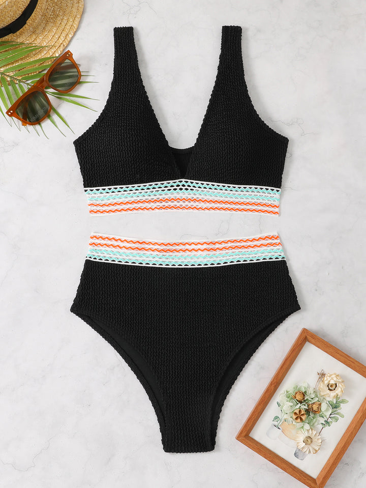 Women's High-Cut Designer Jumpsuit with Pattern Elements Mune Fashion