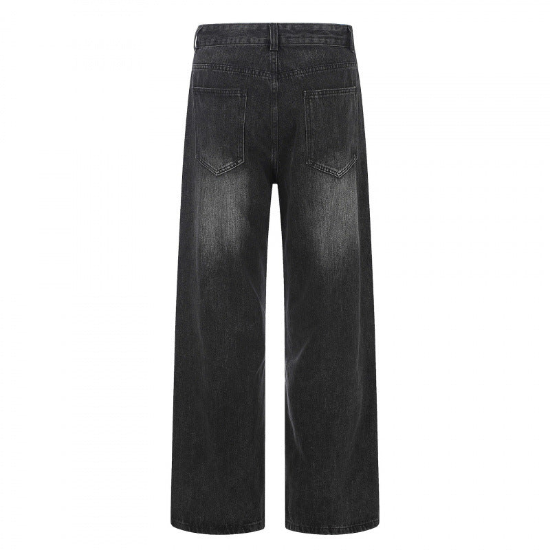 Ladies High-Cut Wide Denim Jeans with Wide Leg and Vintage Wash Mune Fashion