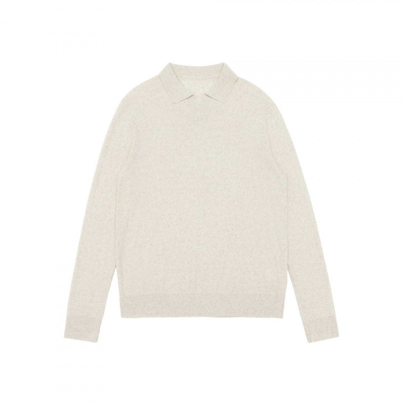 Unisex Fine knit polo with open polo collar, lightweight mélange knit and ribbed finishes Mune Fashion