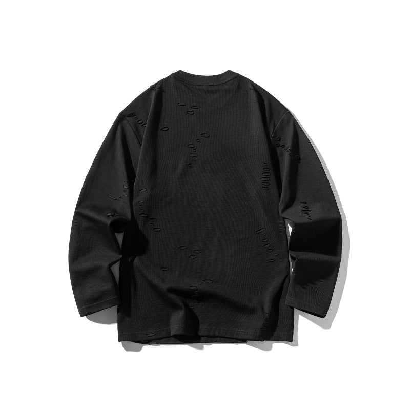 Unisex Oversize sweatshirt made of heavy cotton blend with distressed effect and fine waffle texture Mune Fashion