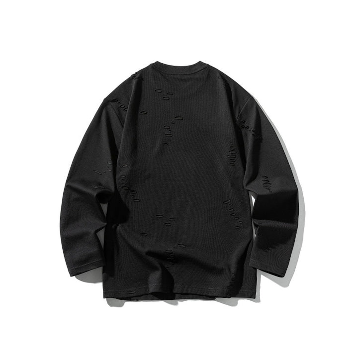 Unisex Oversize sweatshirt made of heavy cotton blend with distressed effect and fine waffle texture Mune Fashion
