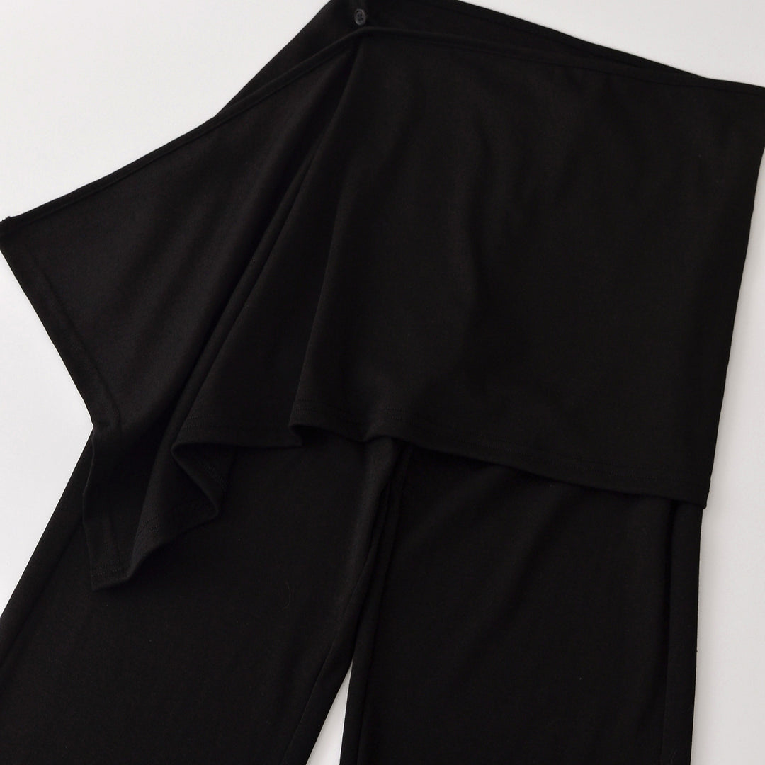 Ladies Palazzo Pants with Wrap Skirt Detail and Wide Leg Mune Fashion