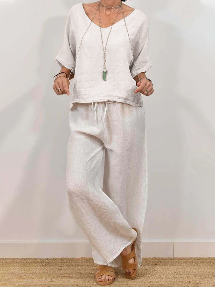 Women’s linen suit with a casual cut and wide leg Mune Fashion